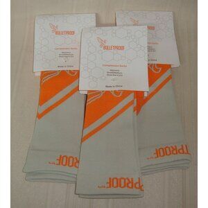 Compression Socks Orange & Nude women's Small/Med By BULLETPROOF 3 Pairs NEW